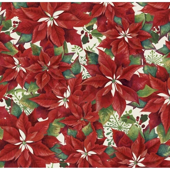 All Over Poinsettias Fabric Winter Holidays Xmas Quilting Christmas Sewing BTY - Picture 2 of 3